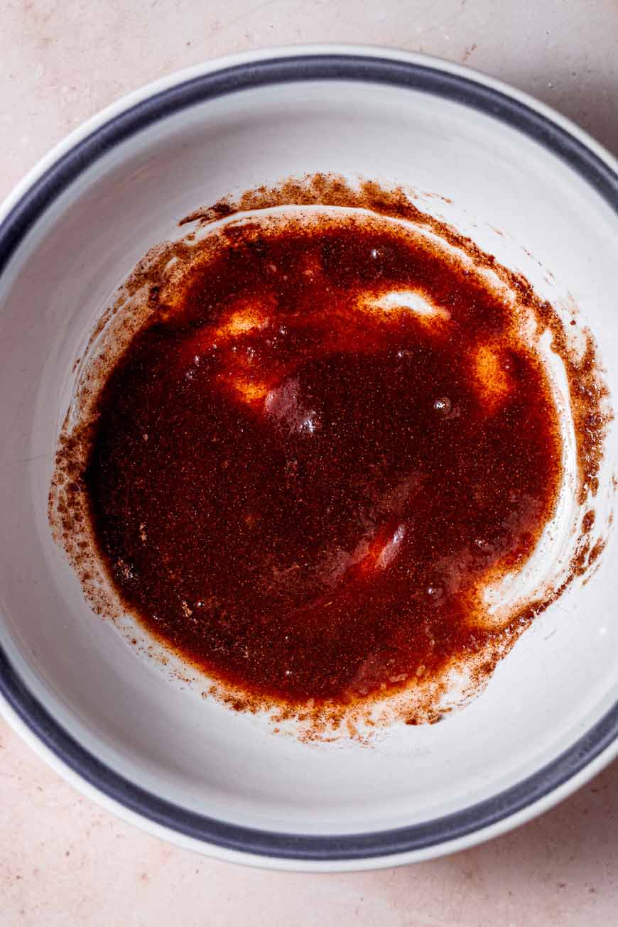 the melted vegan butter and brown sugar mix for the pears.