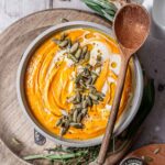 roasted pumpkin sweet potato soup.