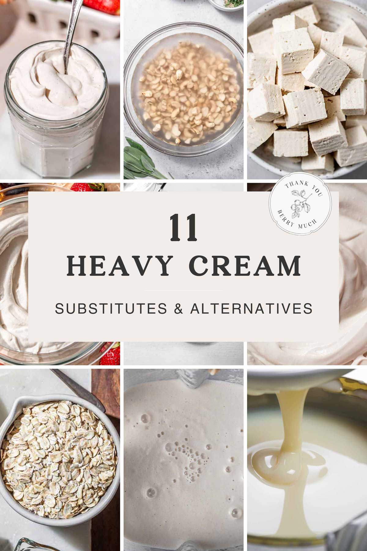 a graphic with vegan heavy cream substitutes.