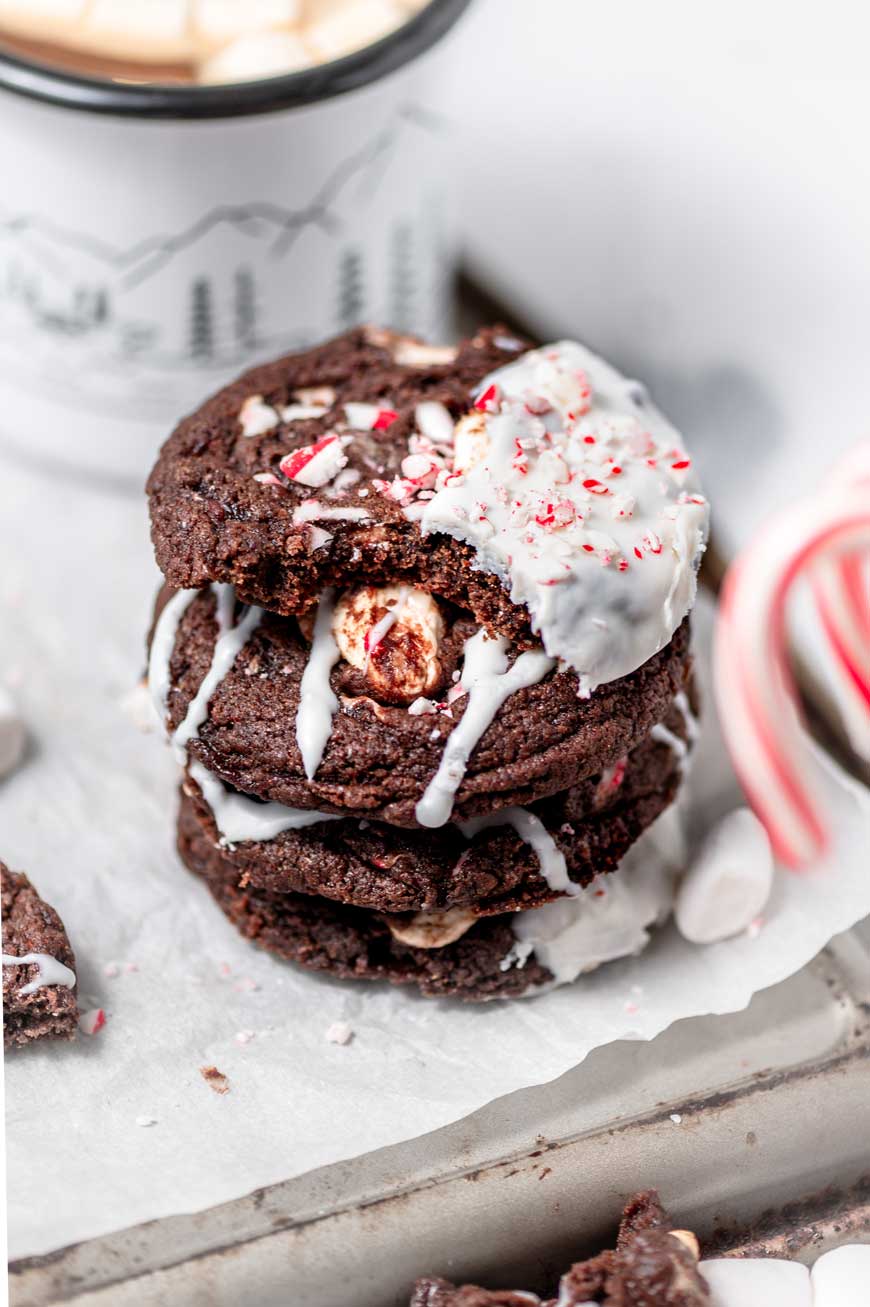 vegan chocolate candy cane cookies.