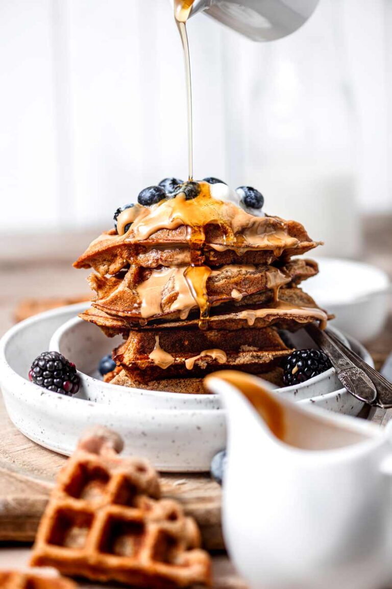 Fluffy Vegan Protein Waffles (No Banana)
