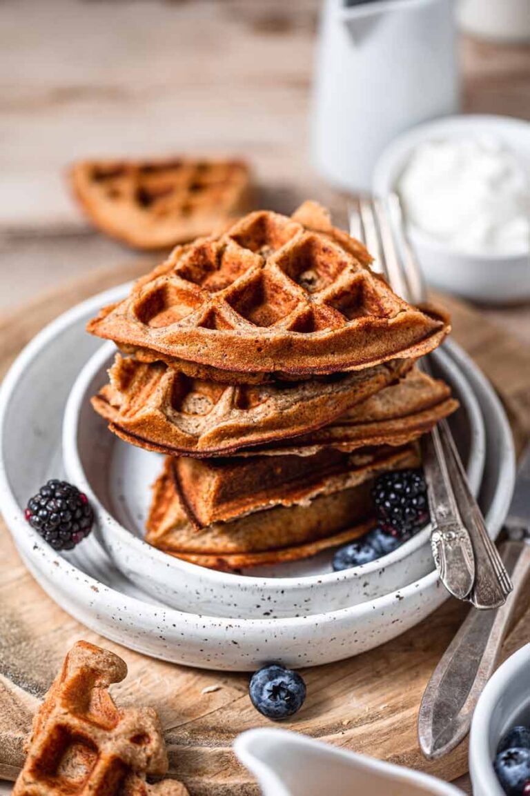 Fluffy Vegan Protein Waffles (No Banana)