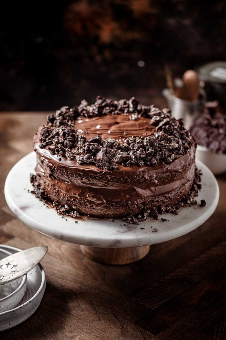 Moist Chocolate Crunch Cake with Rice Krispies