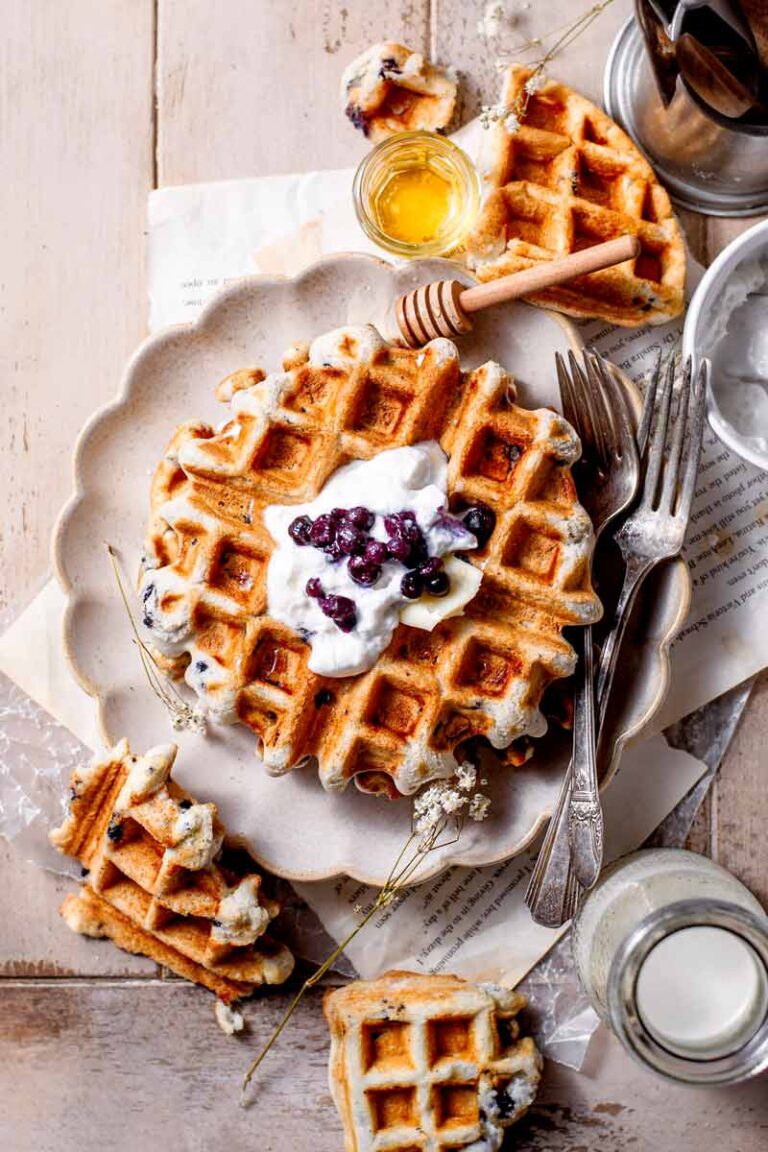 Simple Blueberry Muffin Mix Waffles