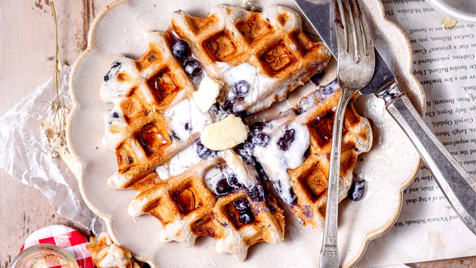 Simple Blueberry Muffin Mix Waffles