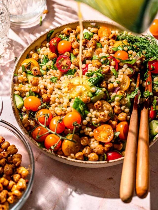 lemon herb pearl couscous salad.
