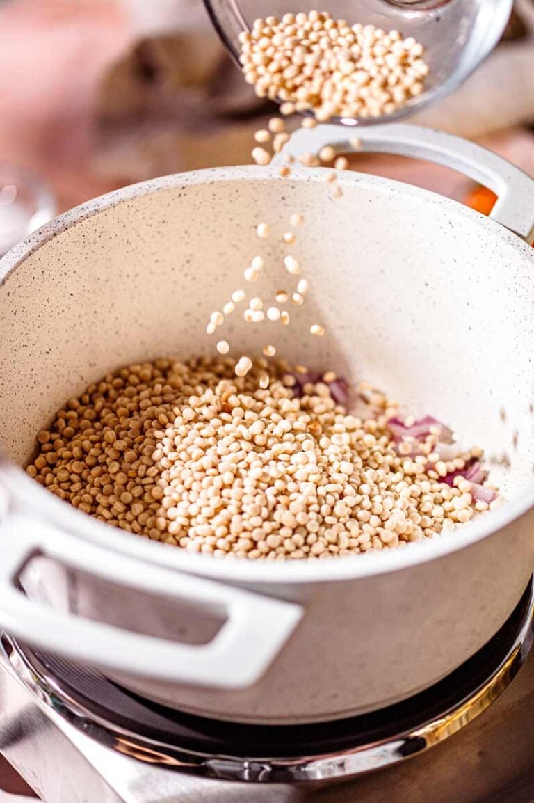 Vegan Lemon Herb Pearl Couscous Salad with Chickpeas