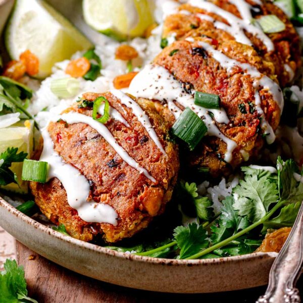 Curried Vegan Chickpea Patties with Lime Aioli