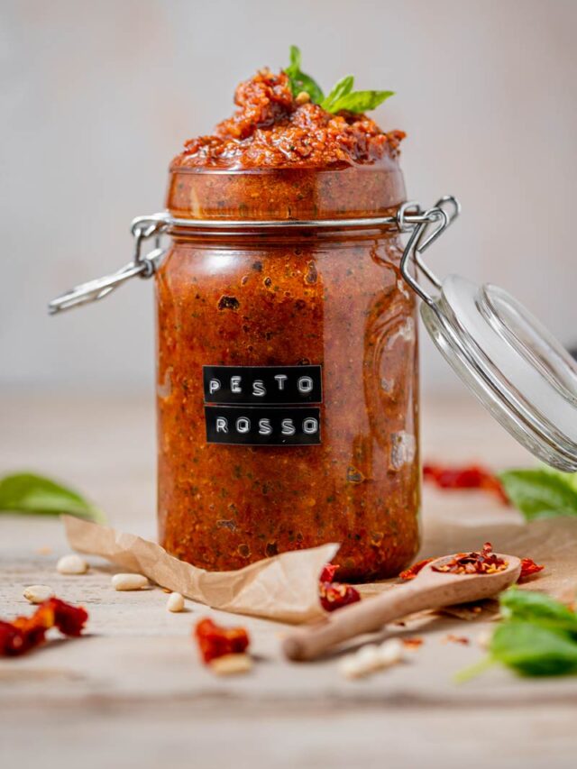 pesto rosso in a jar.