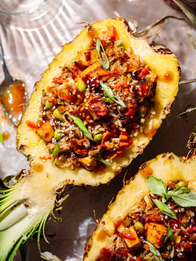 teriyaki fried rice pineapple bowls.