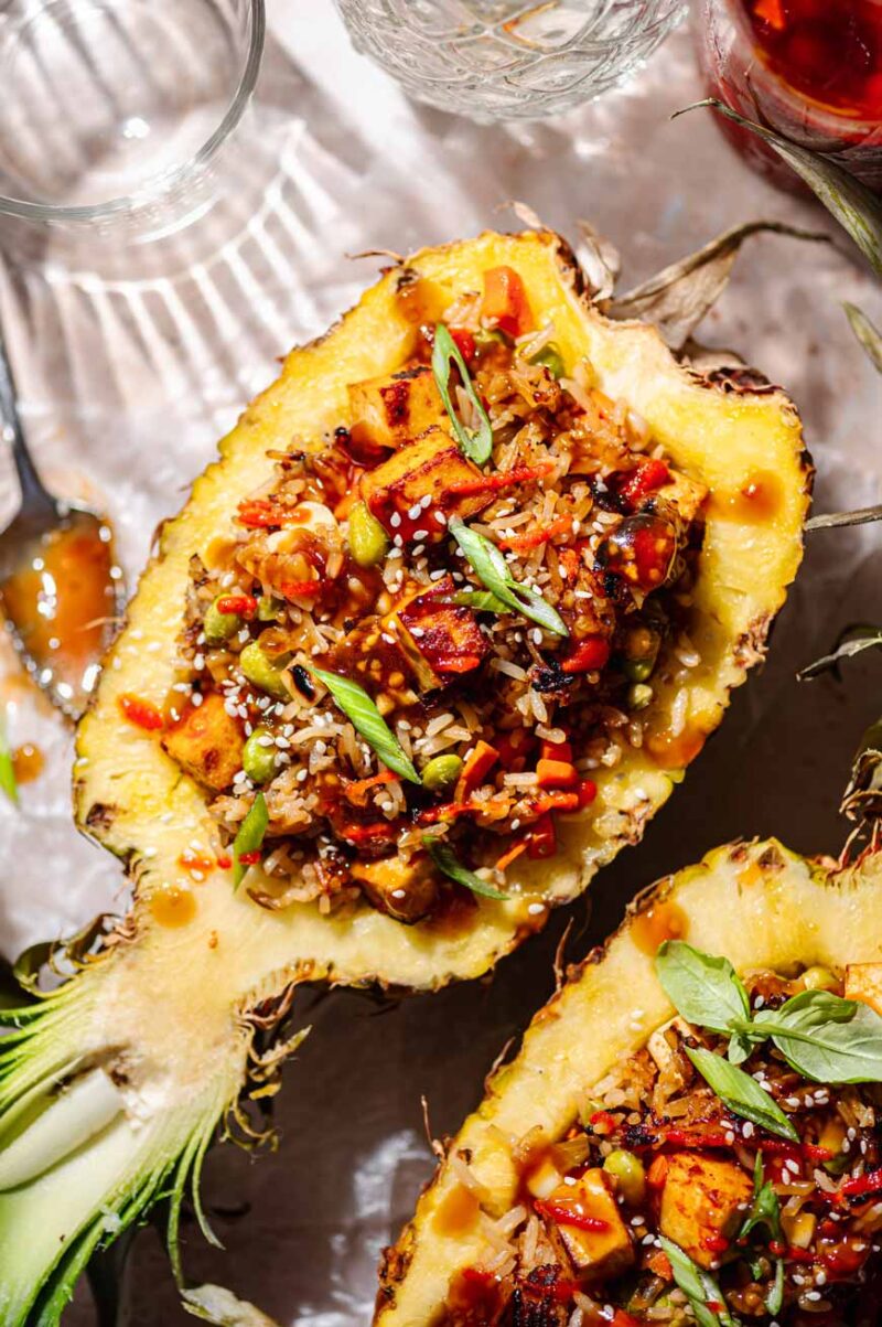 Teriyaki Fried Rice Pineapple Bowls