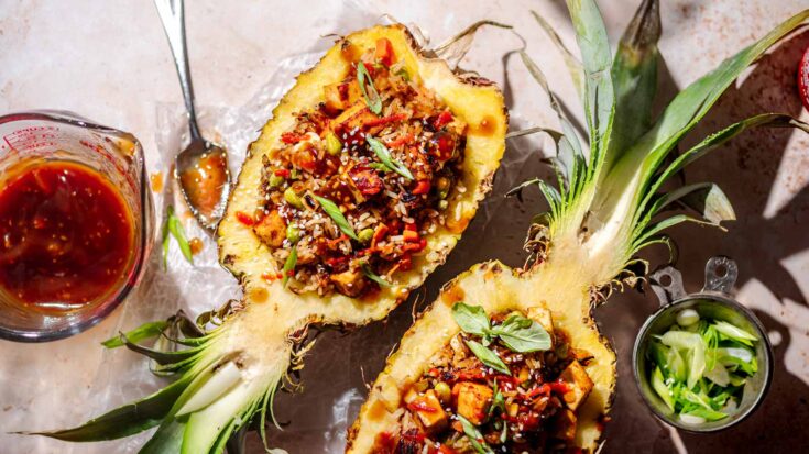 teriyaki fried rice pineapple bowl recipe.