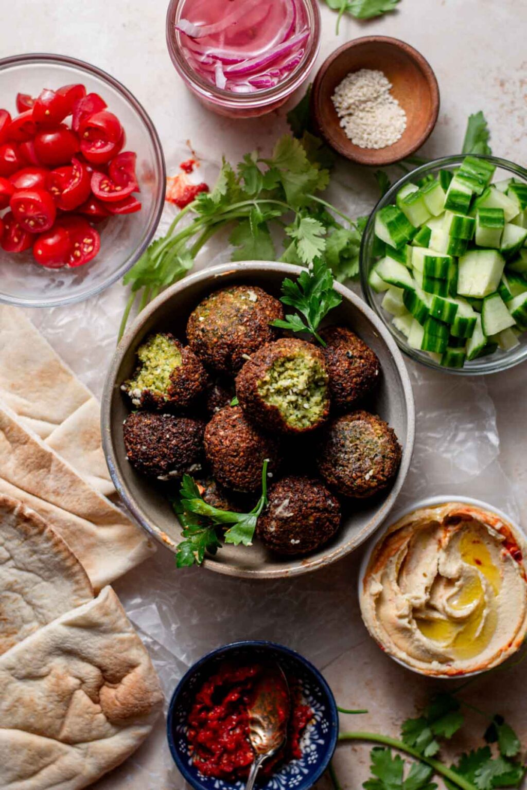 Crispy Falafel Pita Sandwich with Hummus