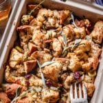 vegetarian and vegan stuffing casserole.