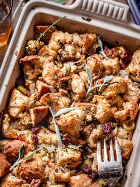 vegetarian and vegan stuffing casserole.