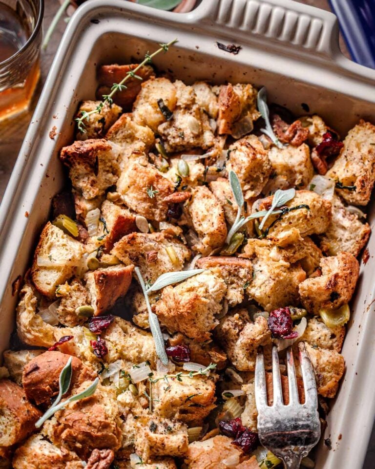 vegetarian and vegan stuffing casserole.