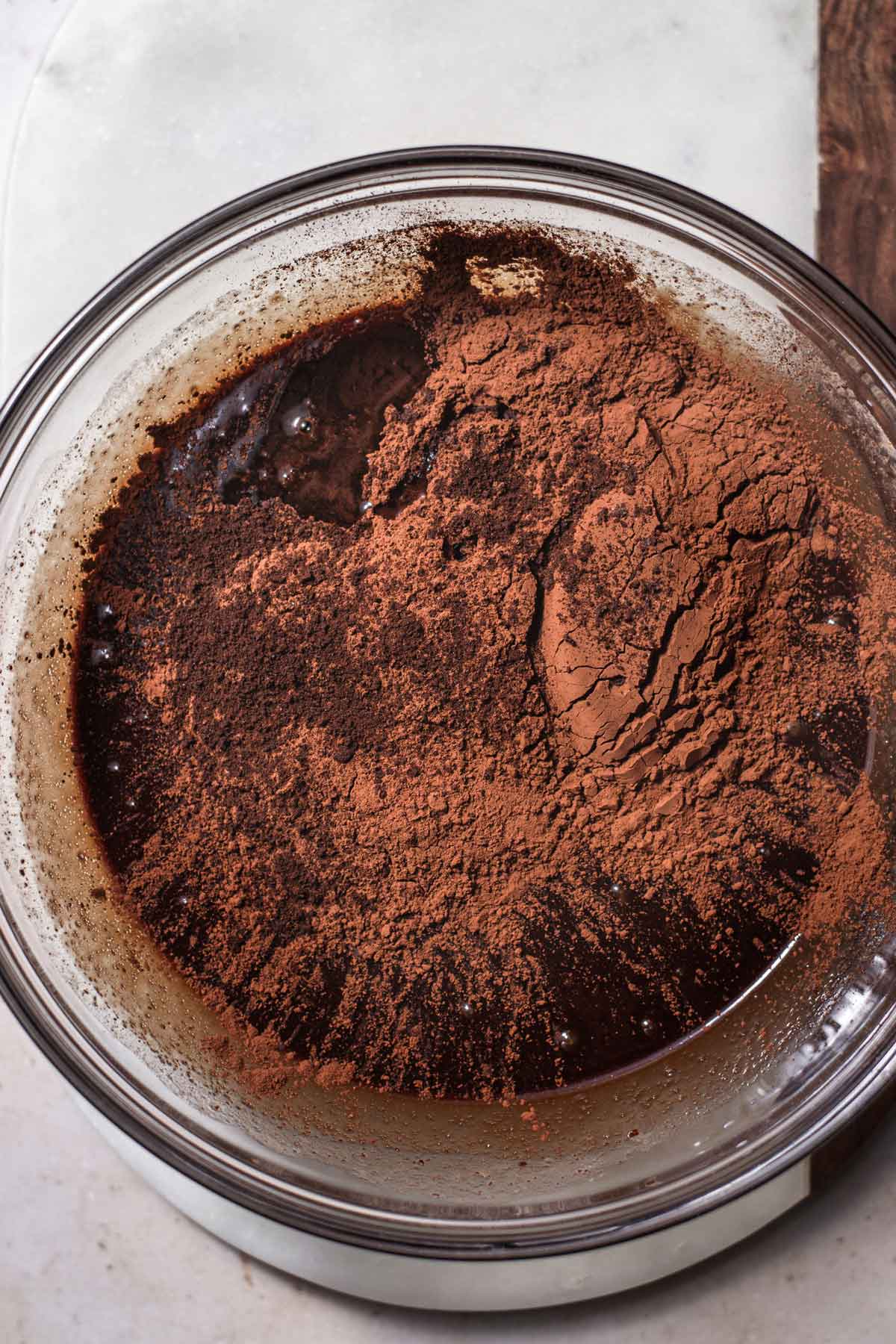 dutch process cocoa powder on melted chocolate