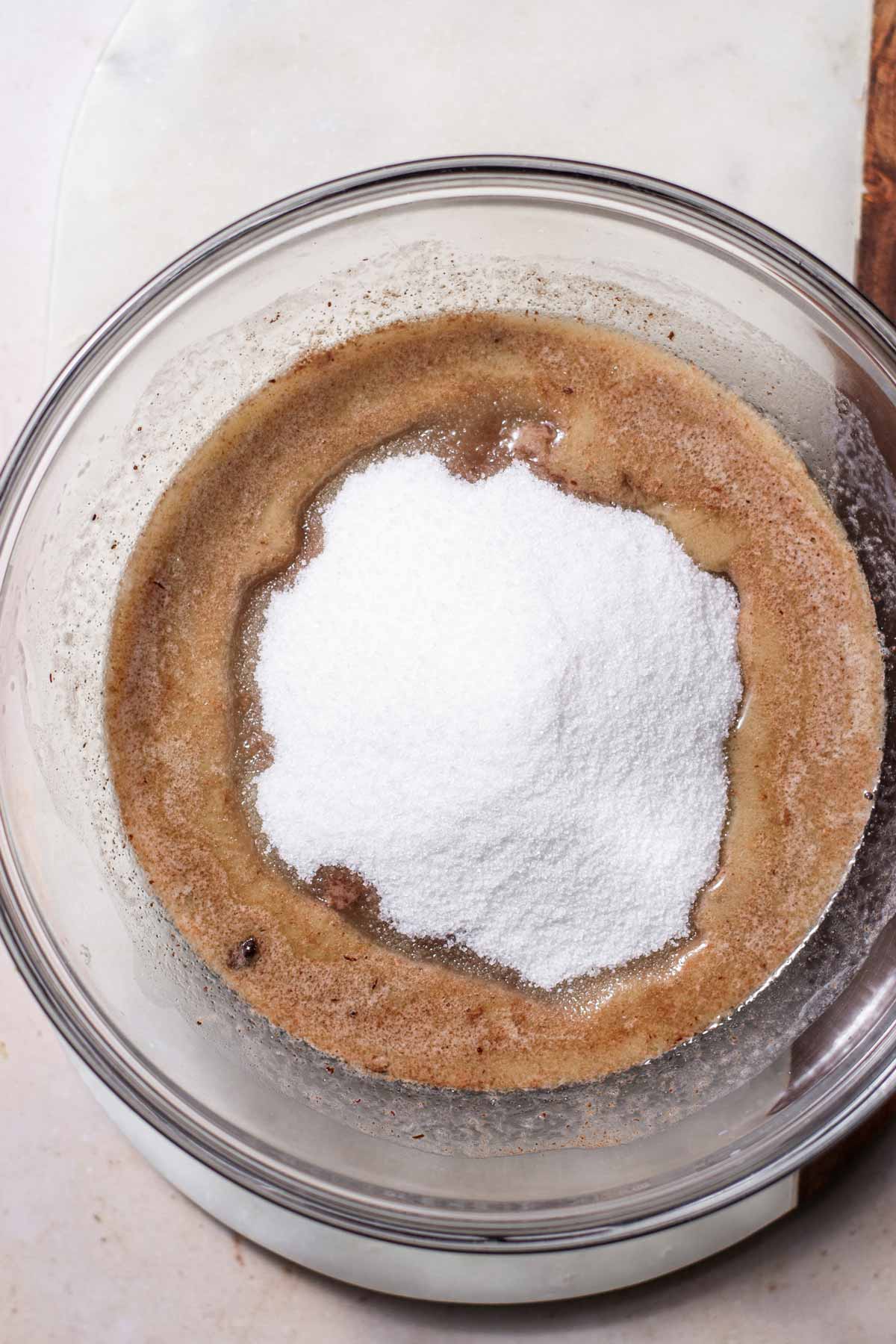 sugar and melted-butter with chocolate