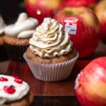 spiced vegan apple cupcakes with vanilla buttercream.