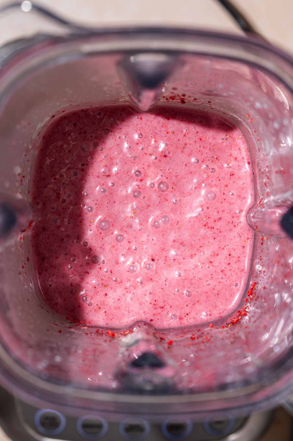 the blended strawberry ice cream base.