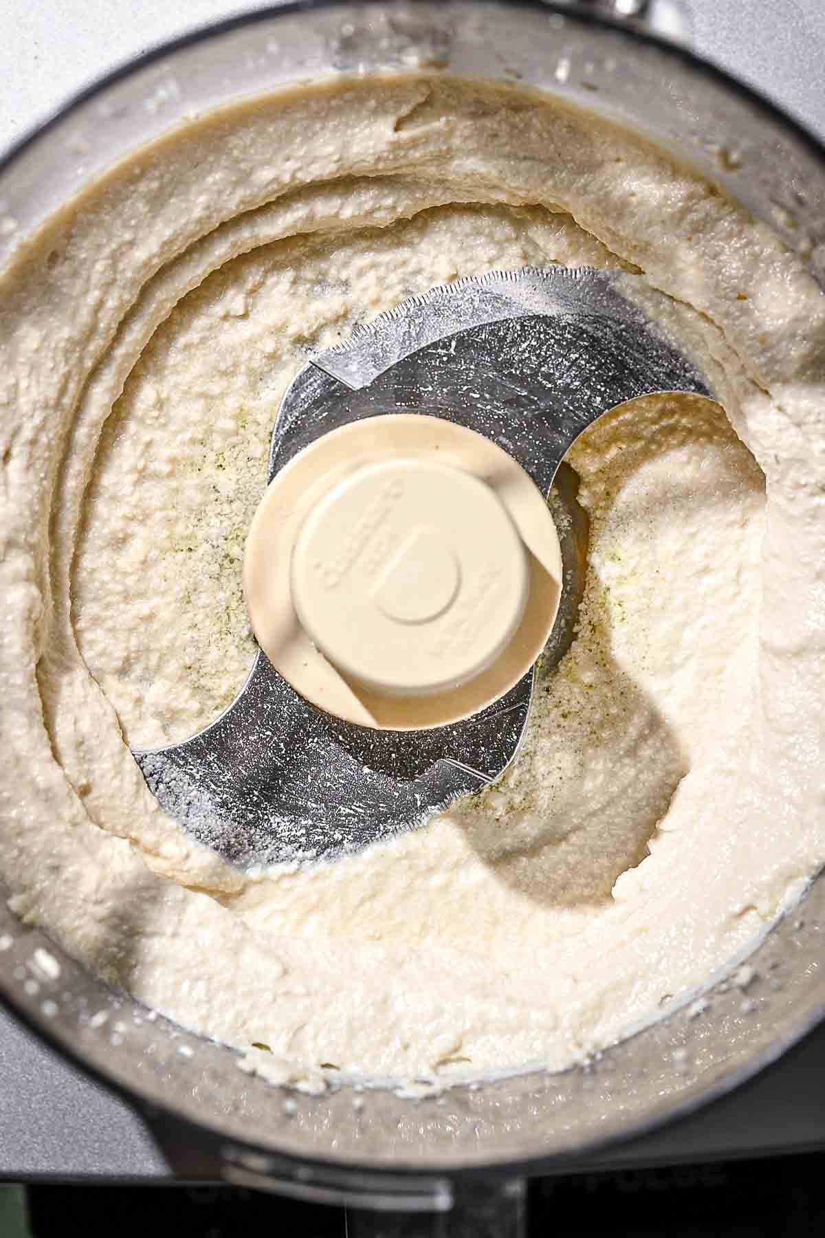 the blended wet ingredients in a food processor.