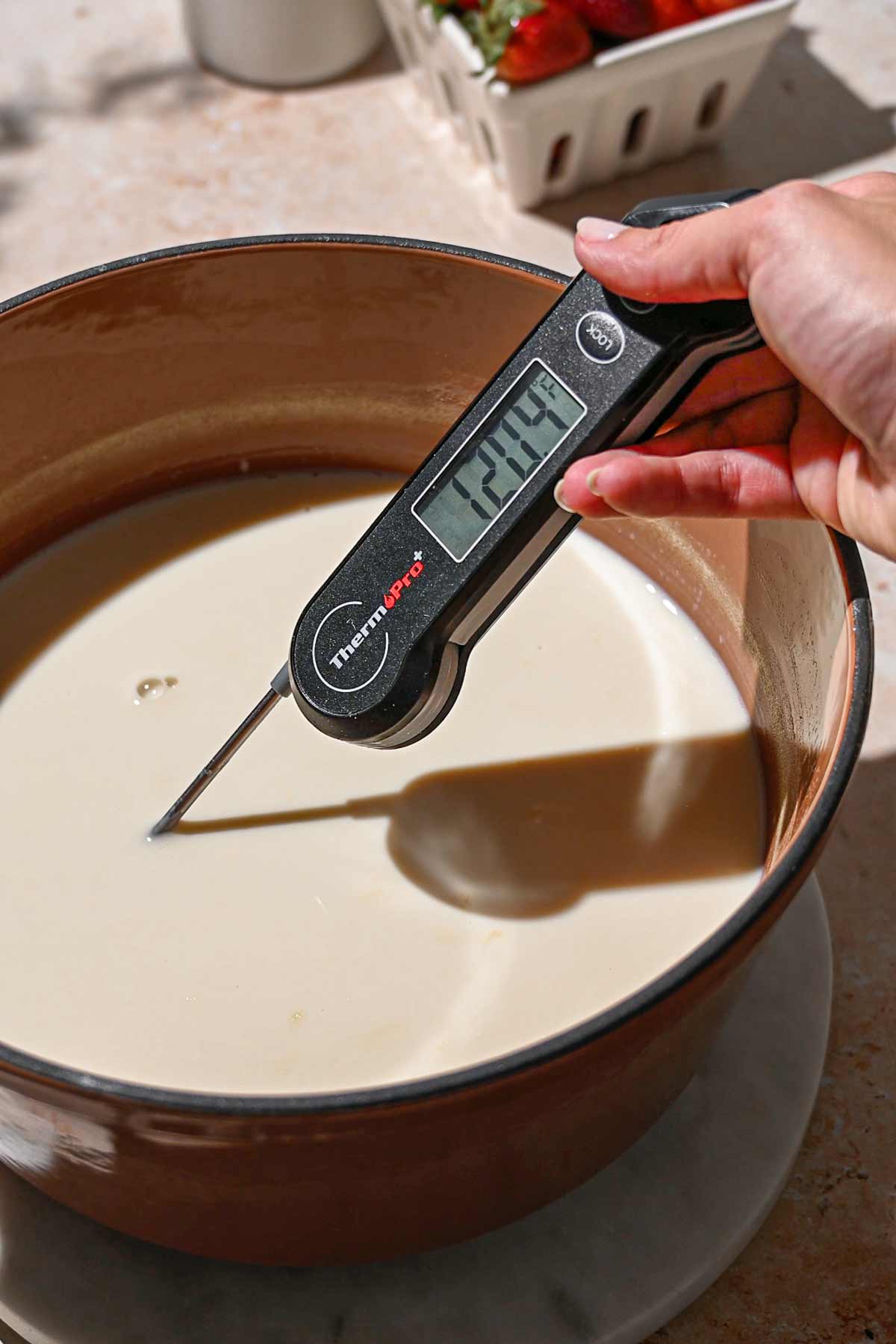 bringing the milk back down to 120F.