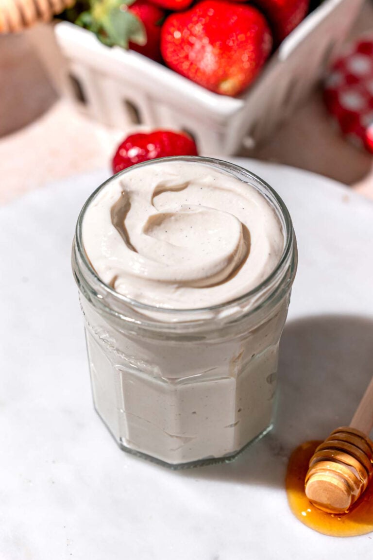 high protein vegan yogurt in a jar.