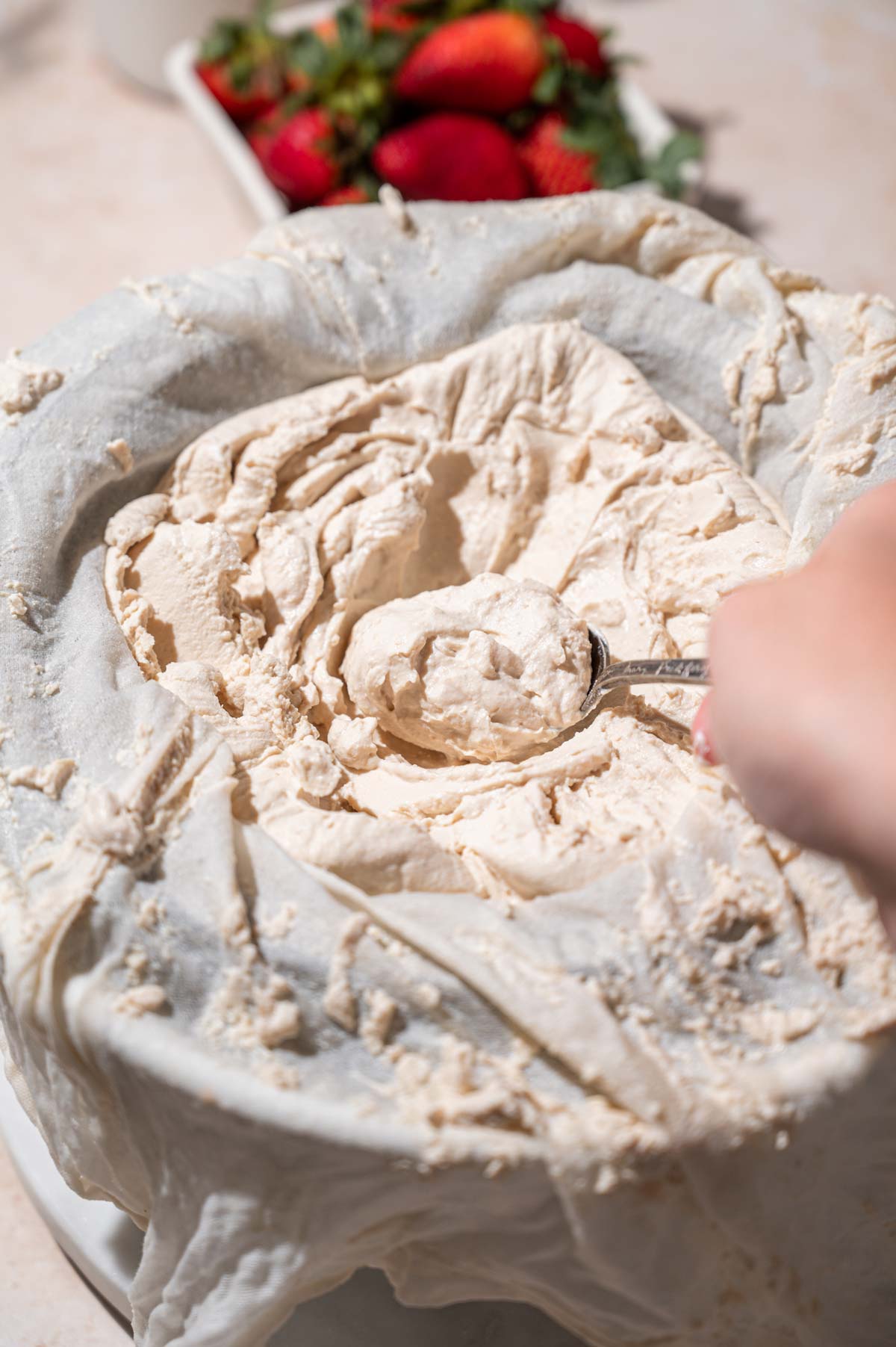 the yogurt texture after straining.