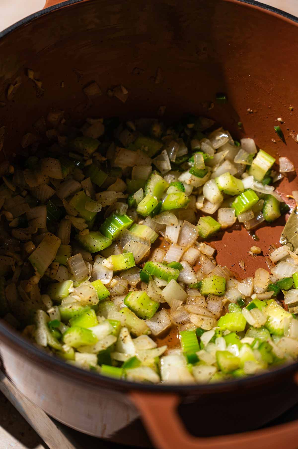 cooked vegetables for dairy-free corn chowder.