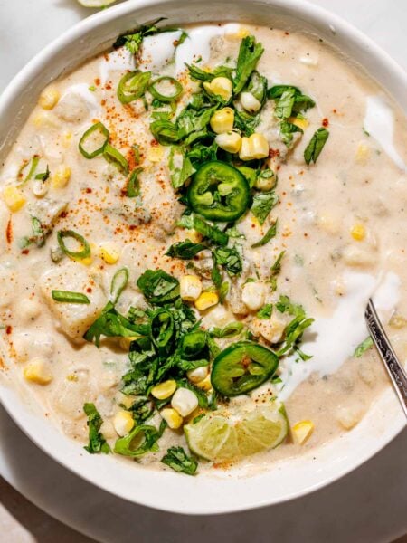 creamy vegan corn chowder with potatoes.