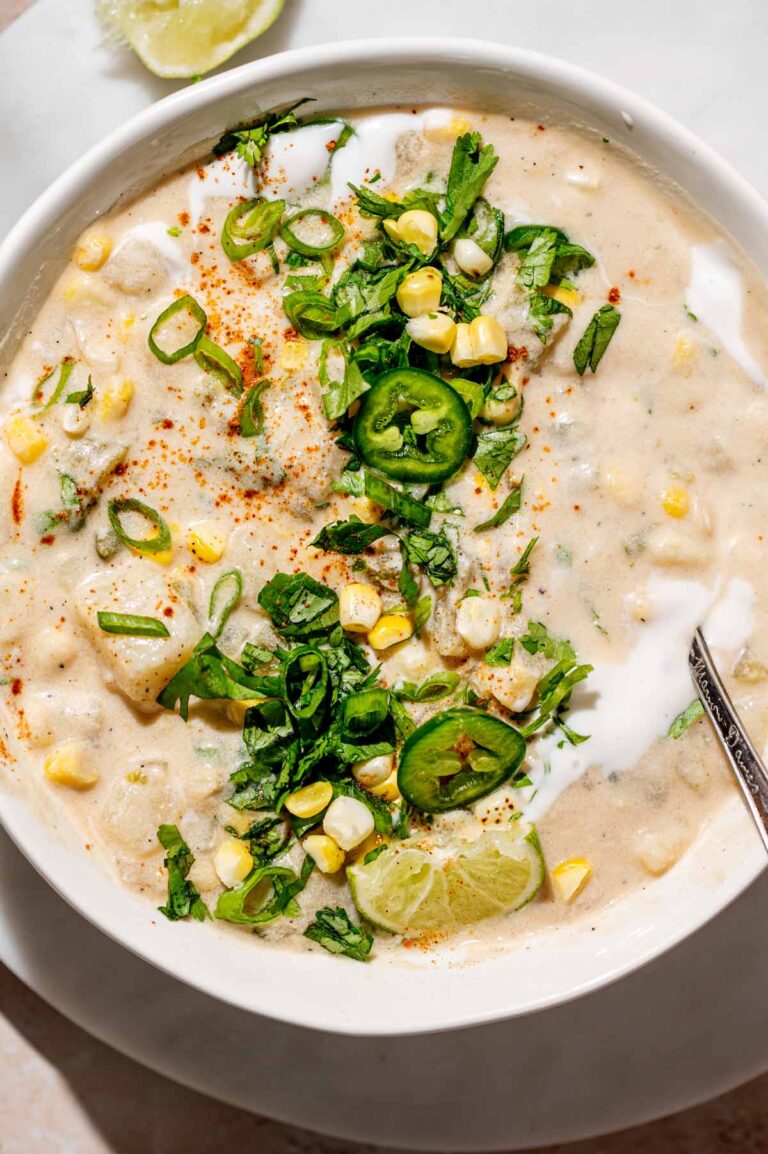 creamy vegan corn chowder with potatoes.