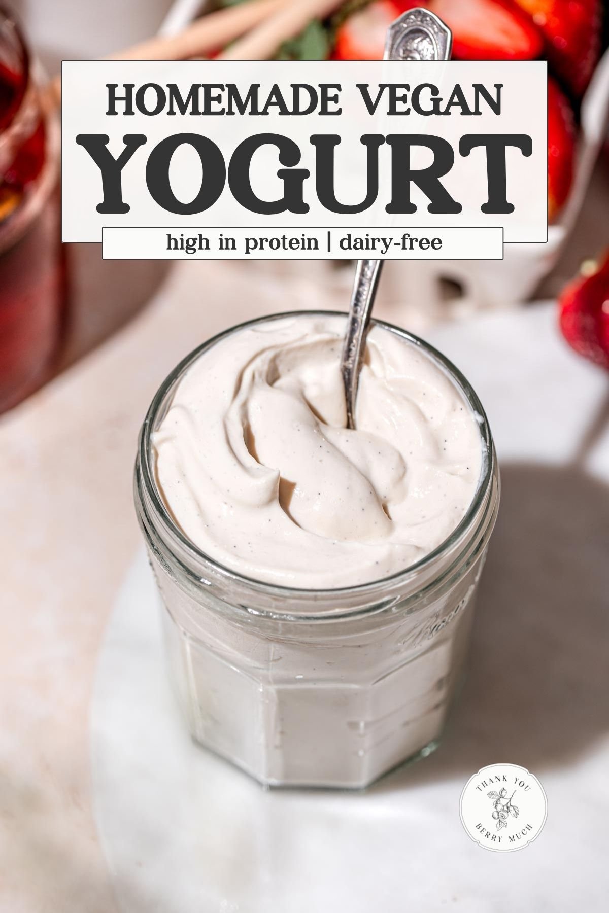 a pinterest pin for the vegan yogurt recipe.