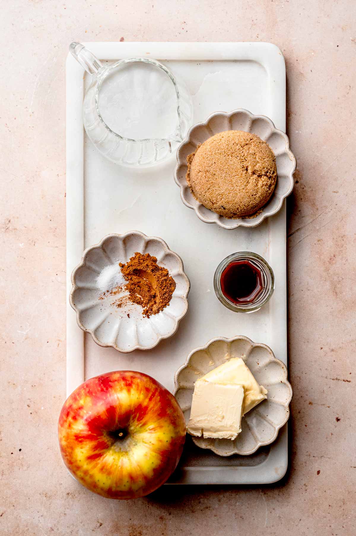 ingredients like apples, cinnamon, brown sugar and vegan butter.