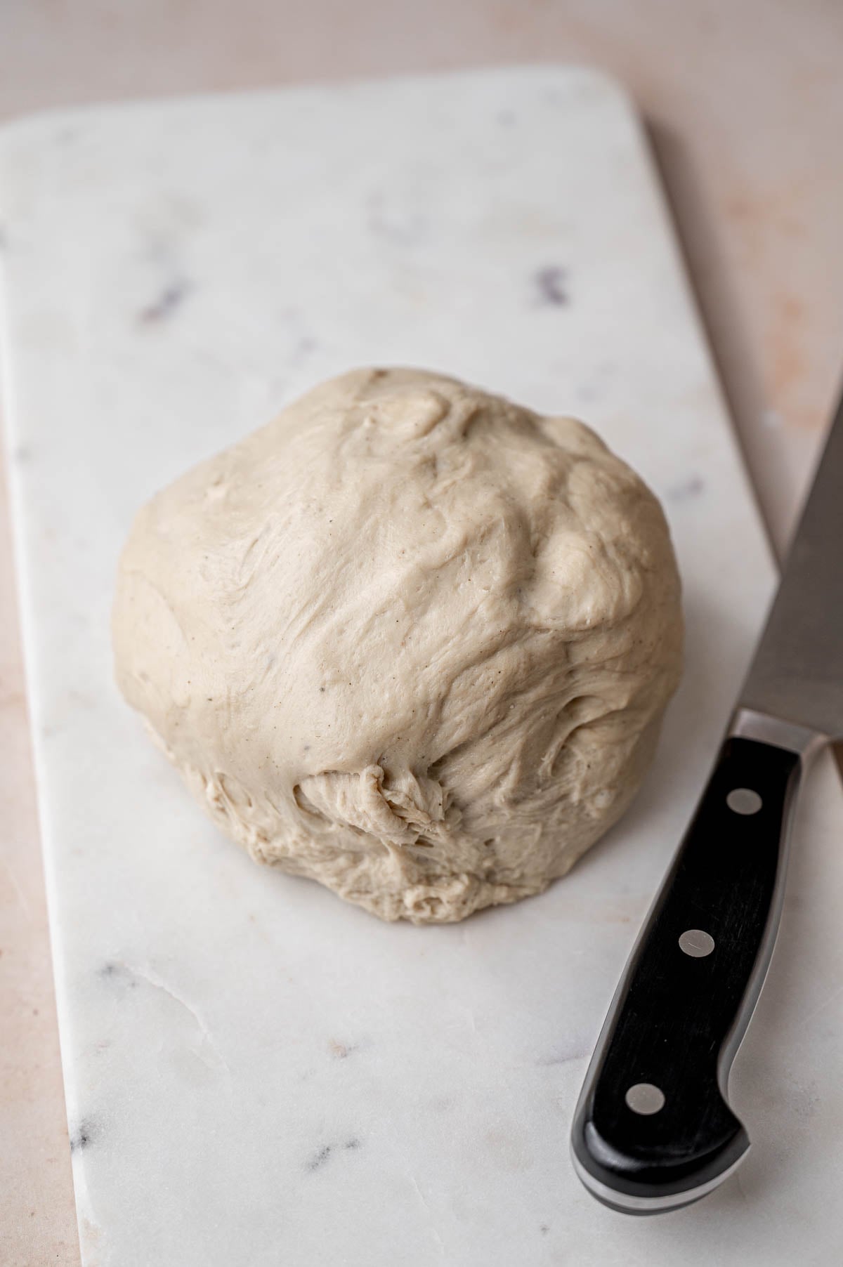 the soft and smooth kneaded vegan seitan chicken dough ball.
