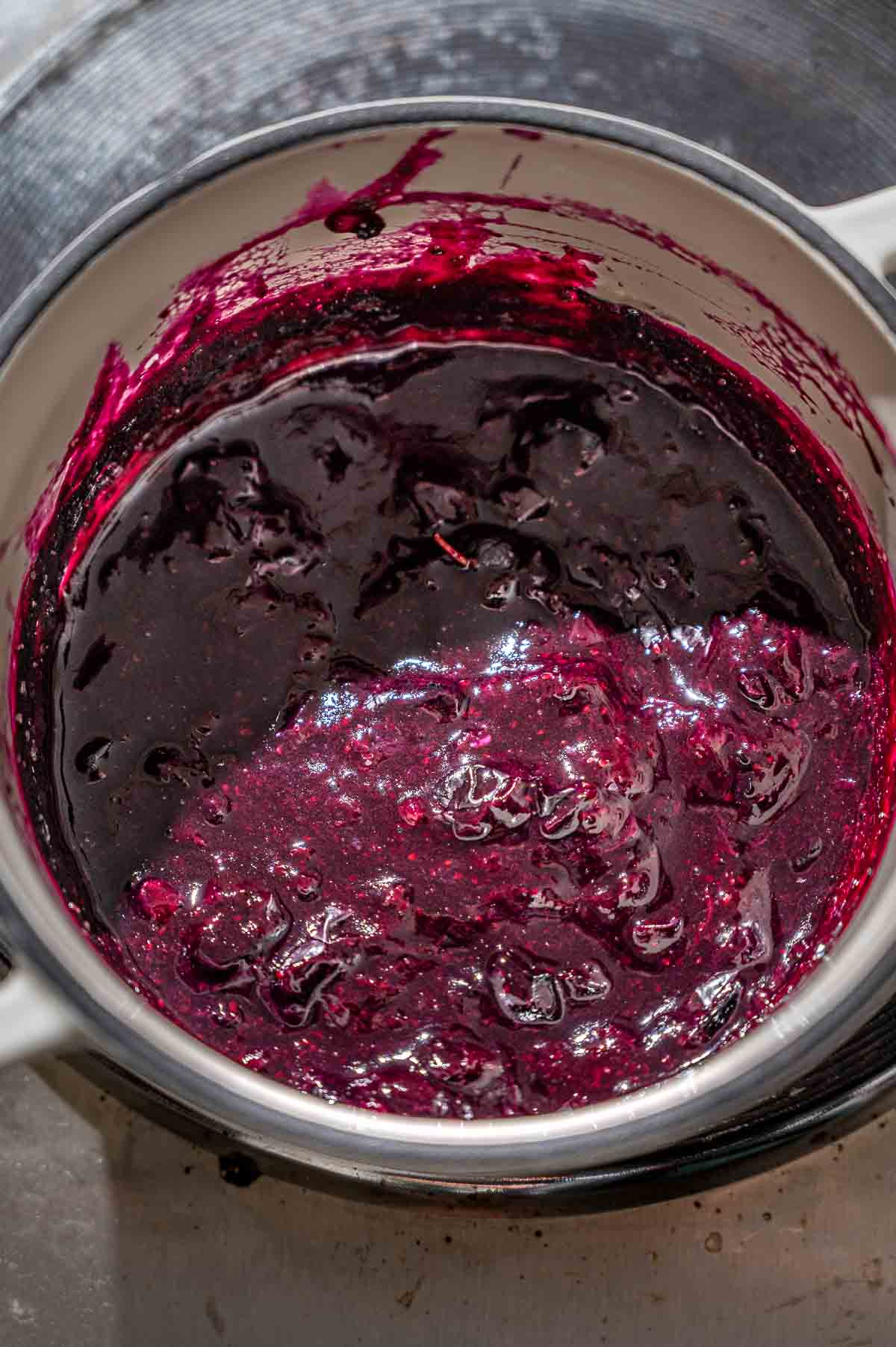 the blueberry reduction for the glaze.