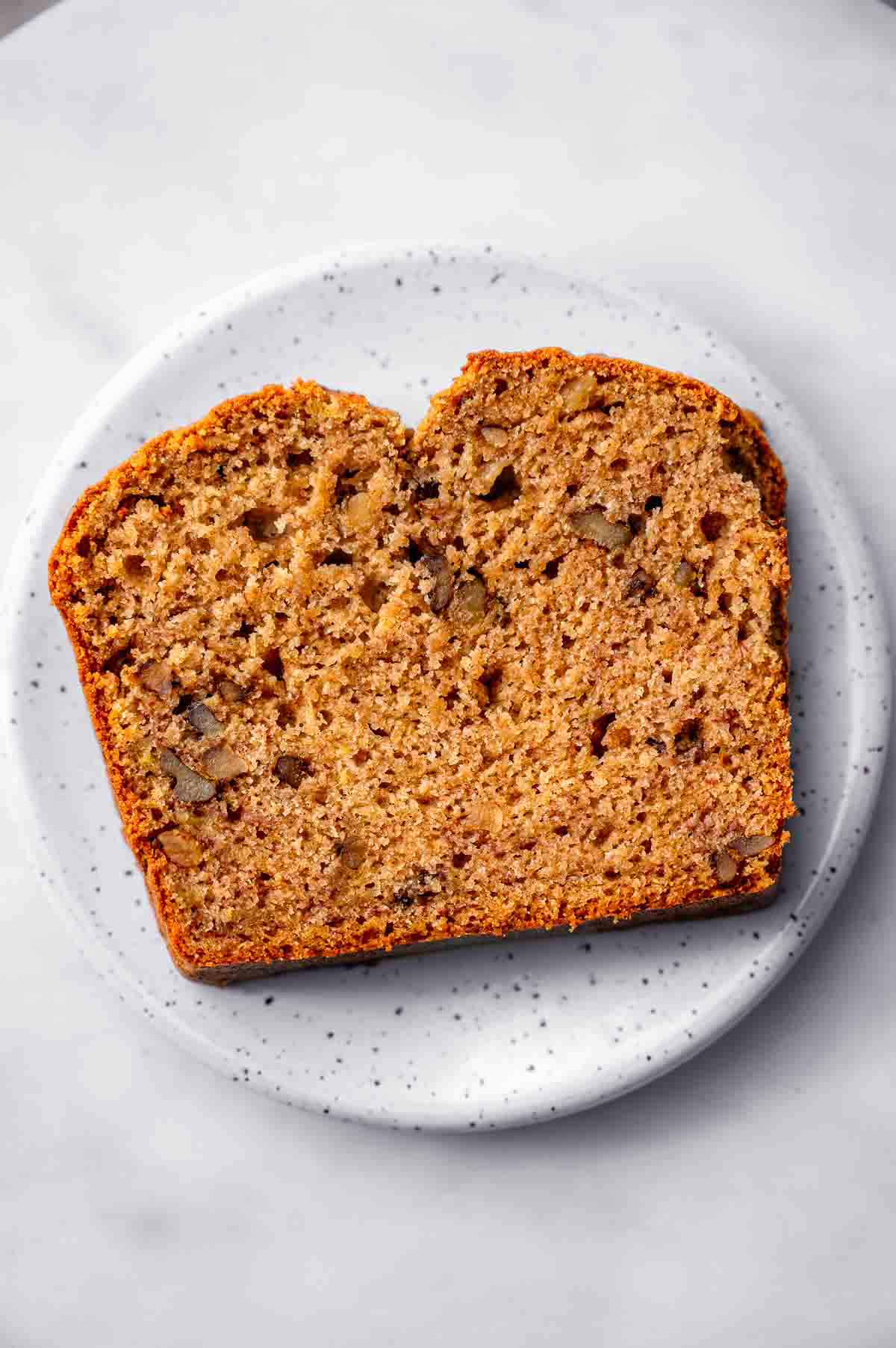 banana bread made with roasted bananas.
