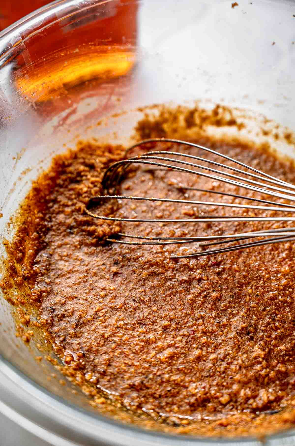 the fine TVP hydrating in a glass bowl.