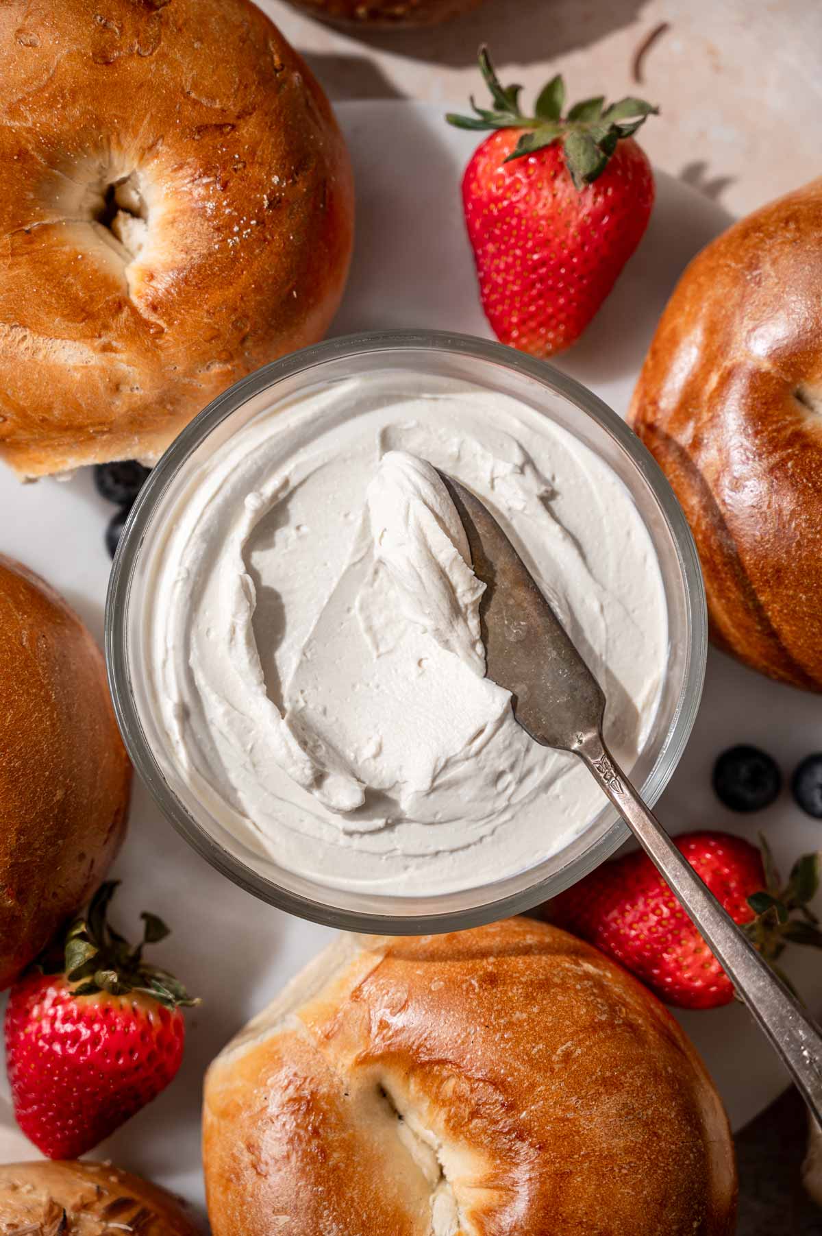the cream cheese in a small glass container before chilling.