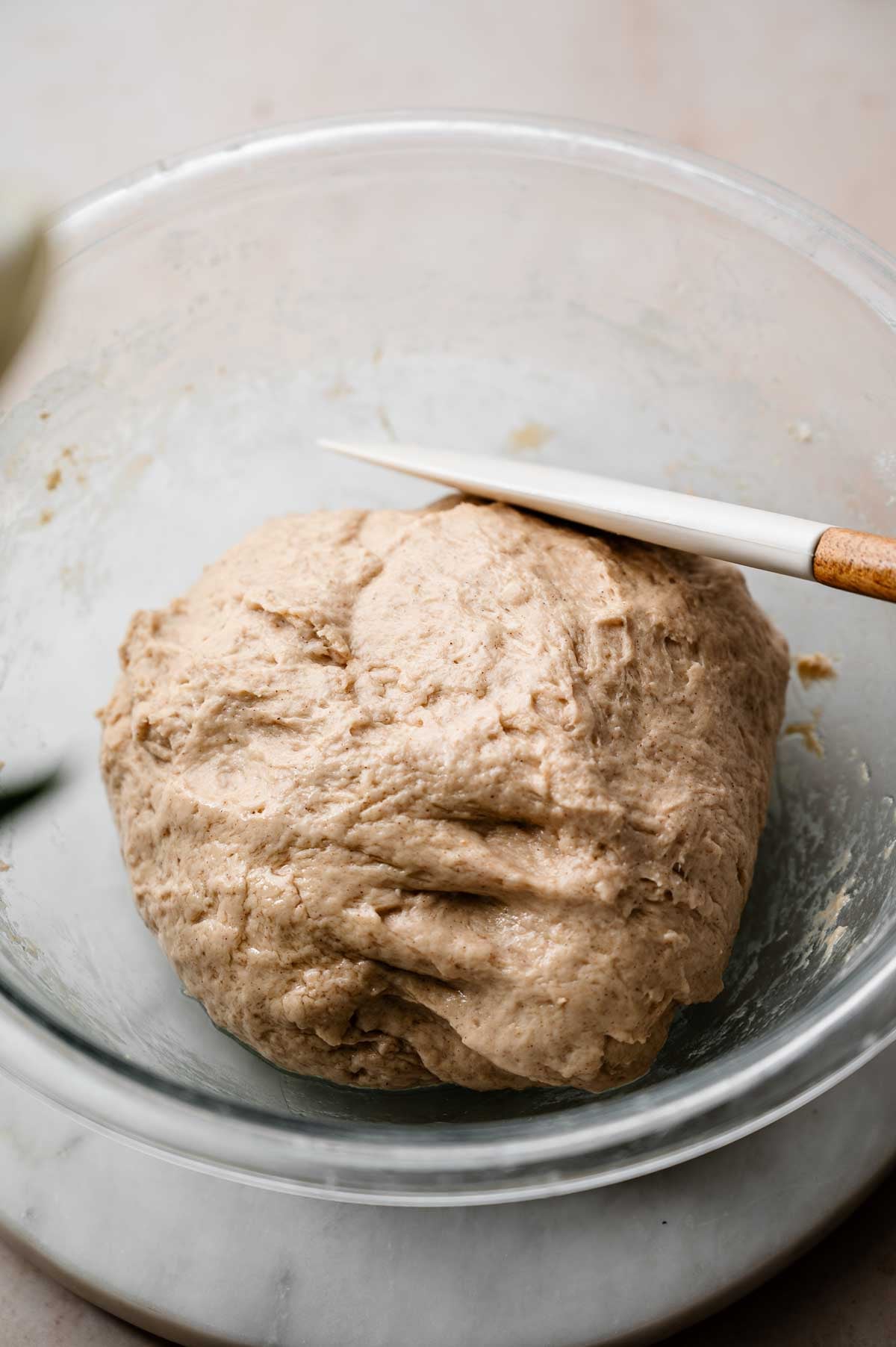 the kneaded cinnamon roll dough.