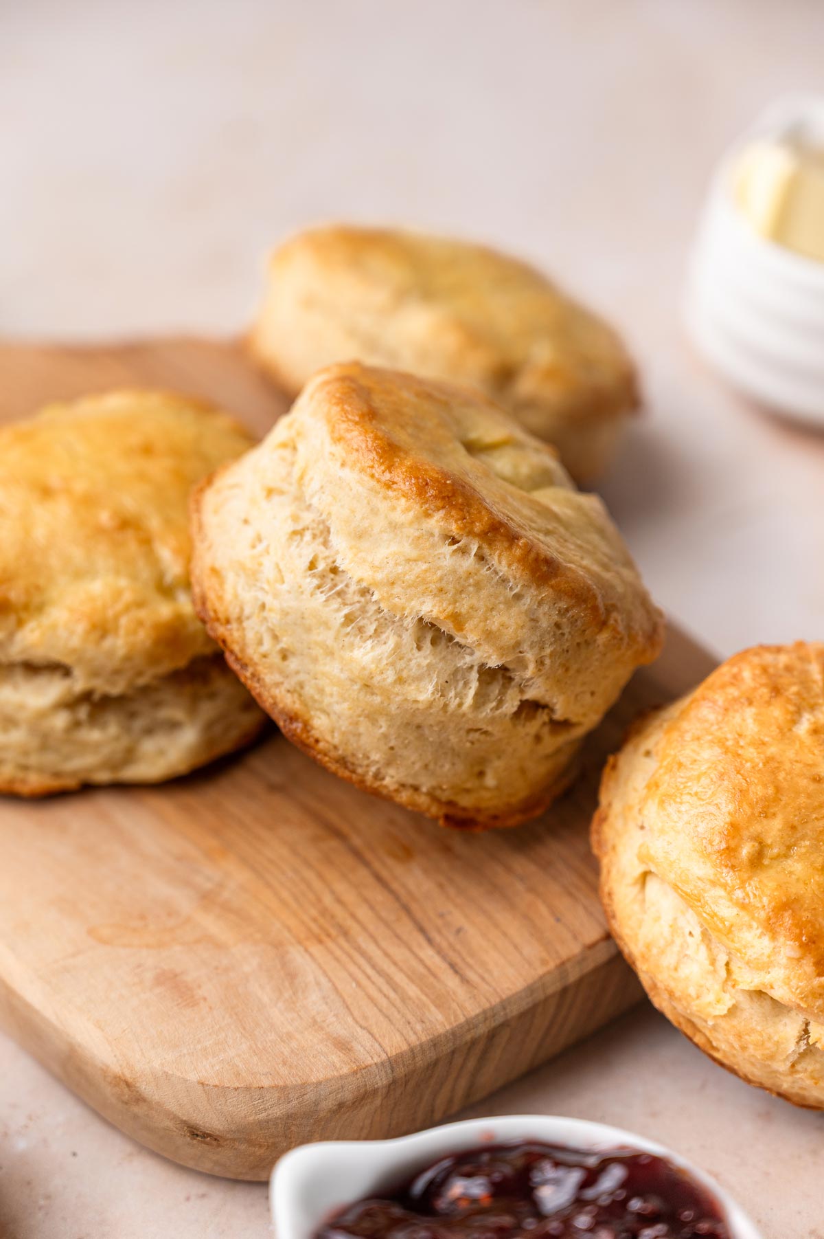 the baked vegan biscuits with a shiny wash on top.