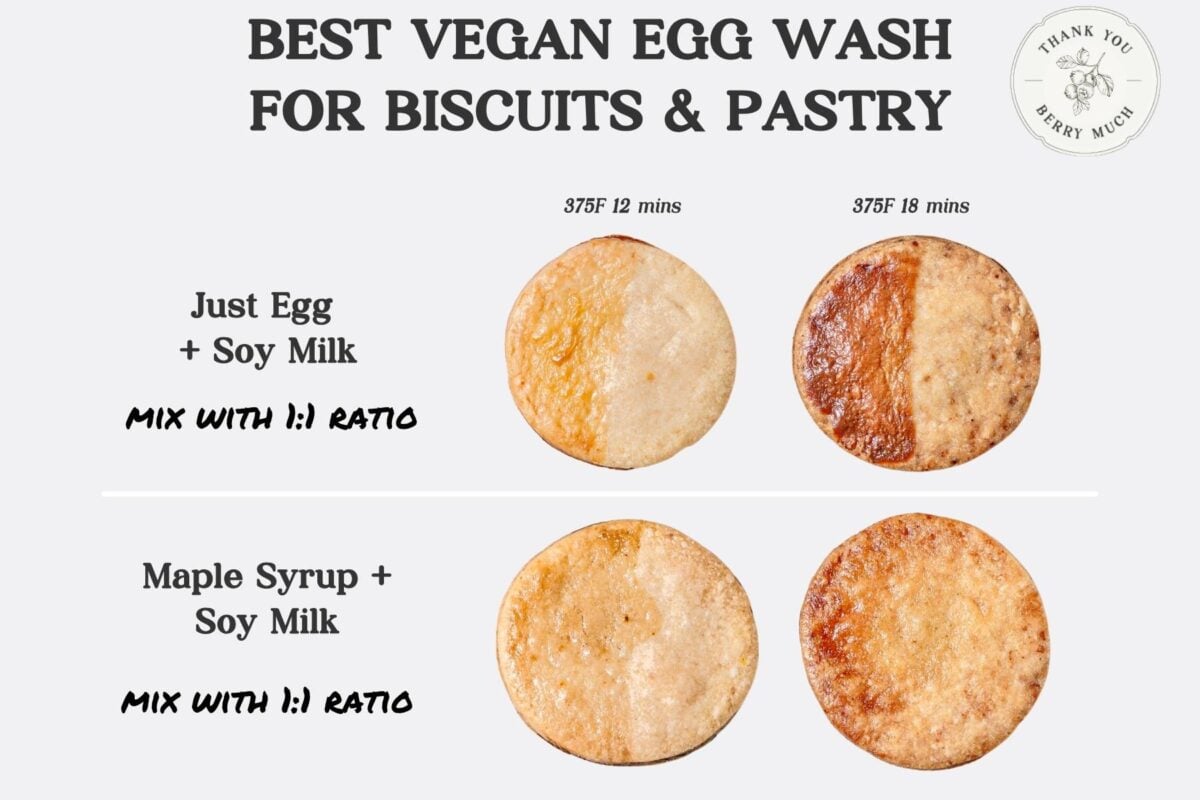 a graphic showing the best vegan egg wash substitutes for biscuits.