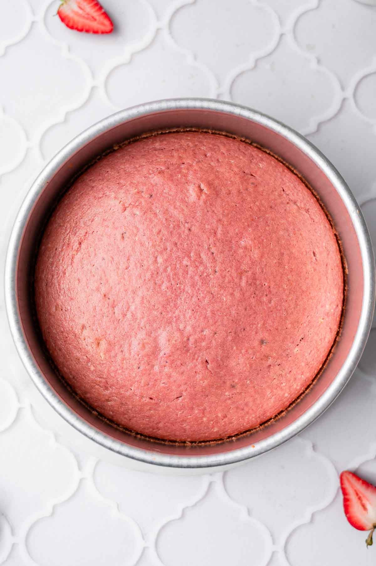 the baked strawberry layer cake.