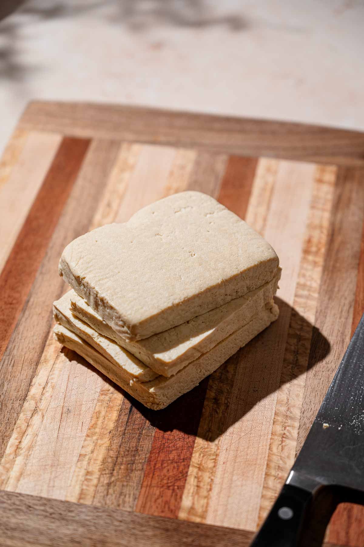 four half inch slabs of tofu.