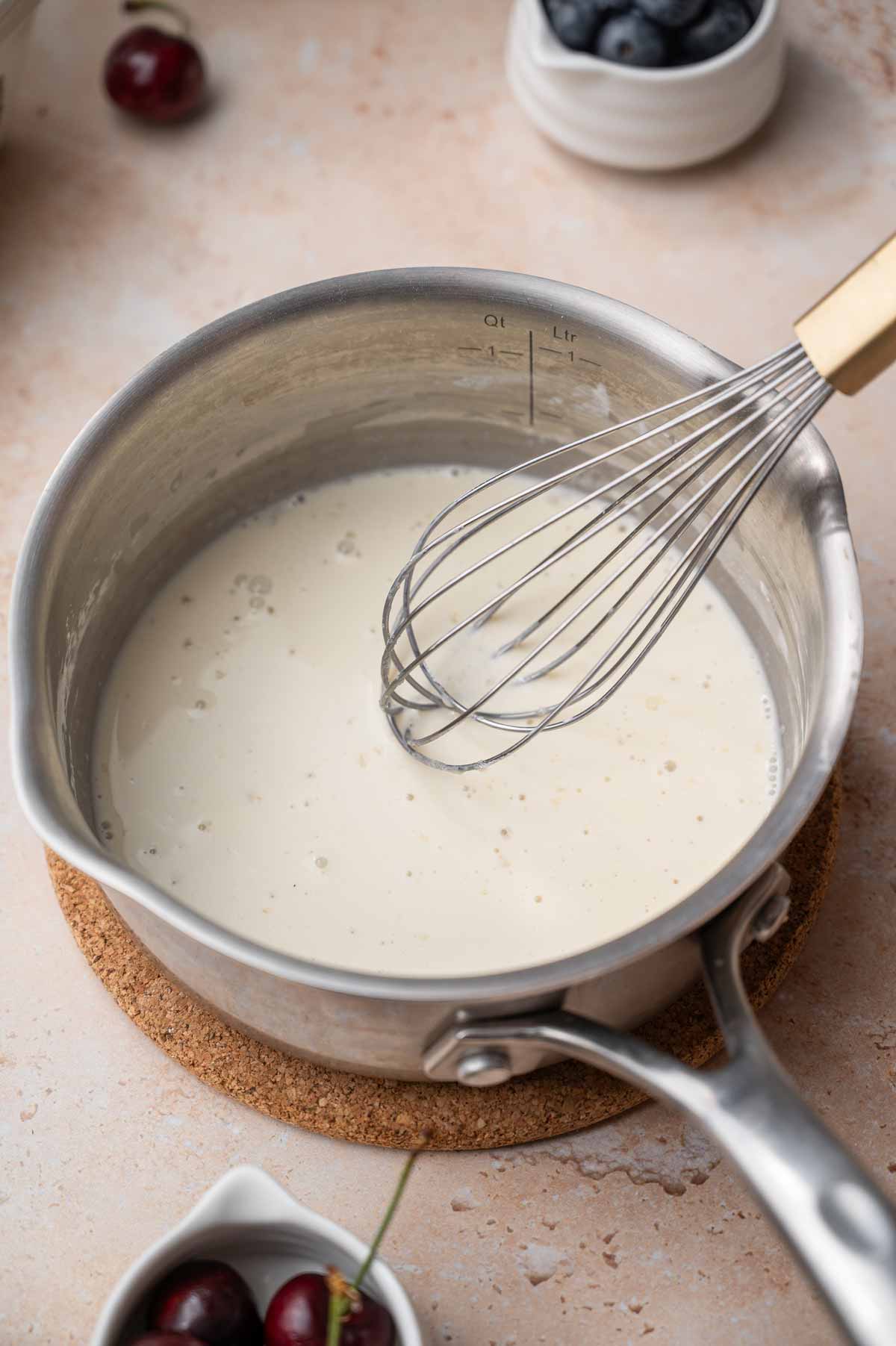 two tablespoons of soy milk whisked into the cornstarch to create a slurry.