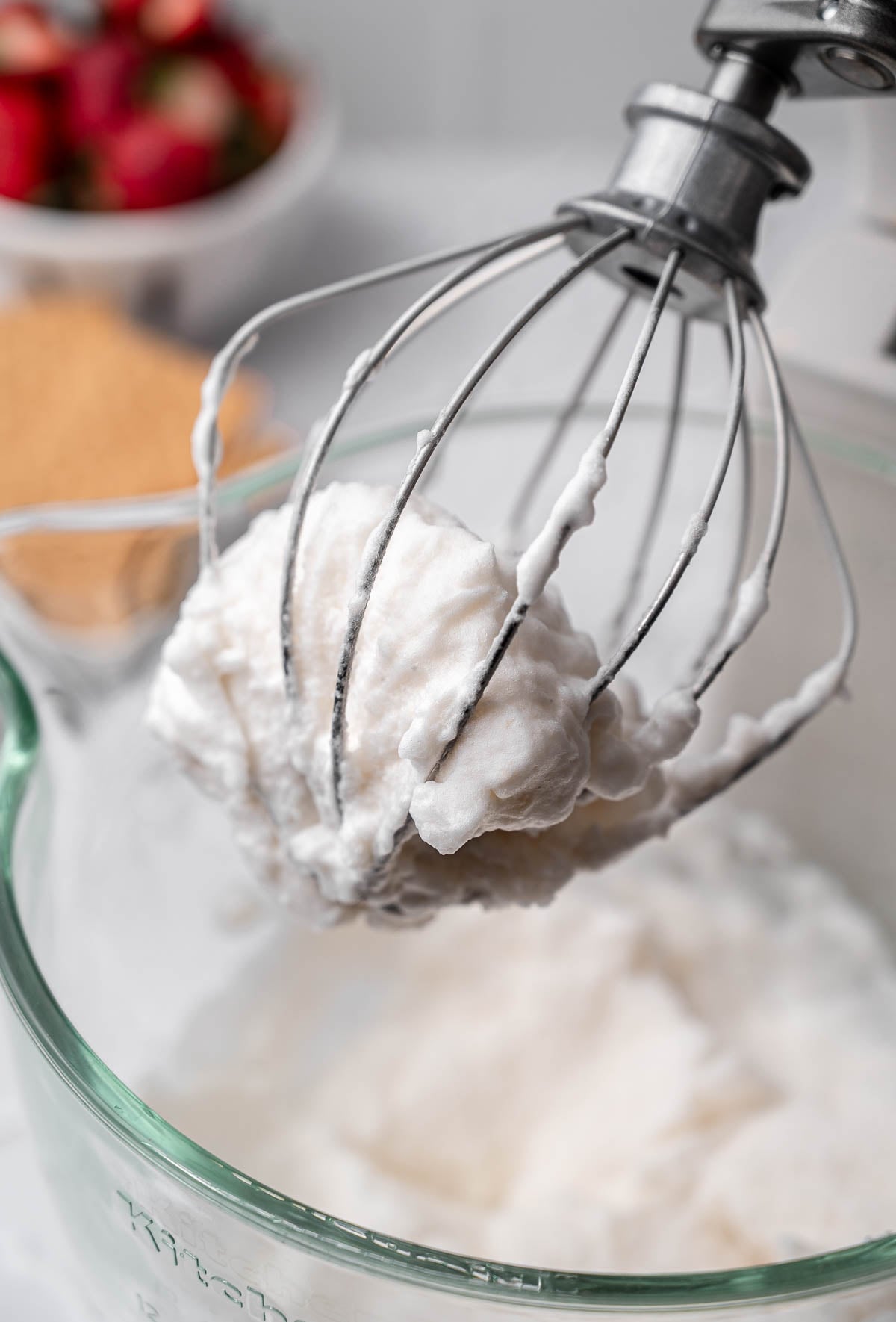 the vegan egg white foam after vegan gelatin has been added.
