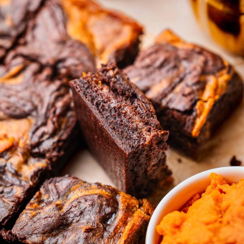 vegan pumpkin cheesecake brownies.