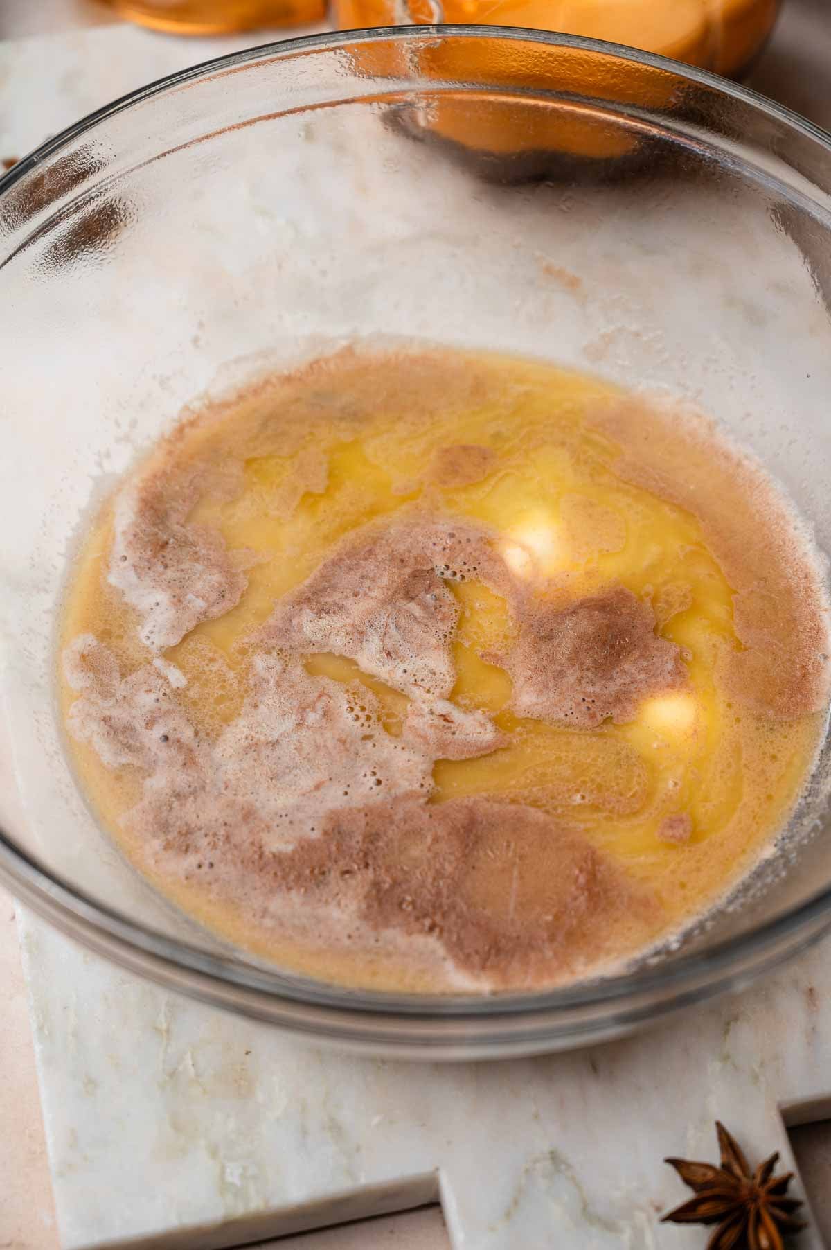 the melted vegan butter and chocolate.
